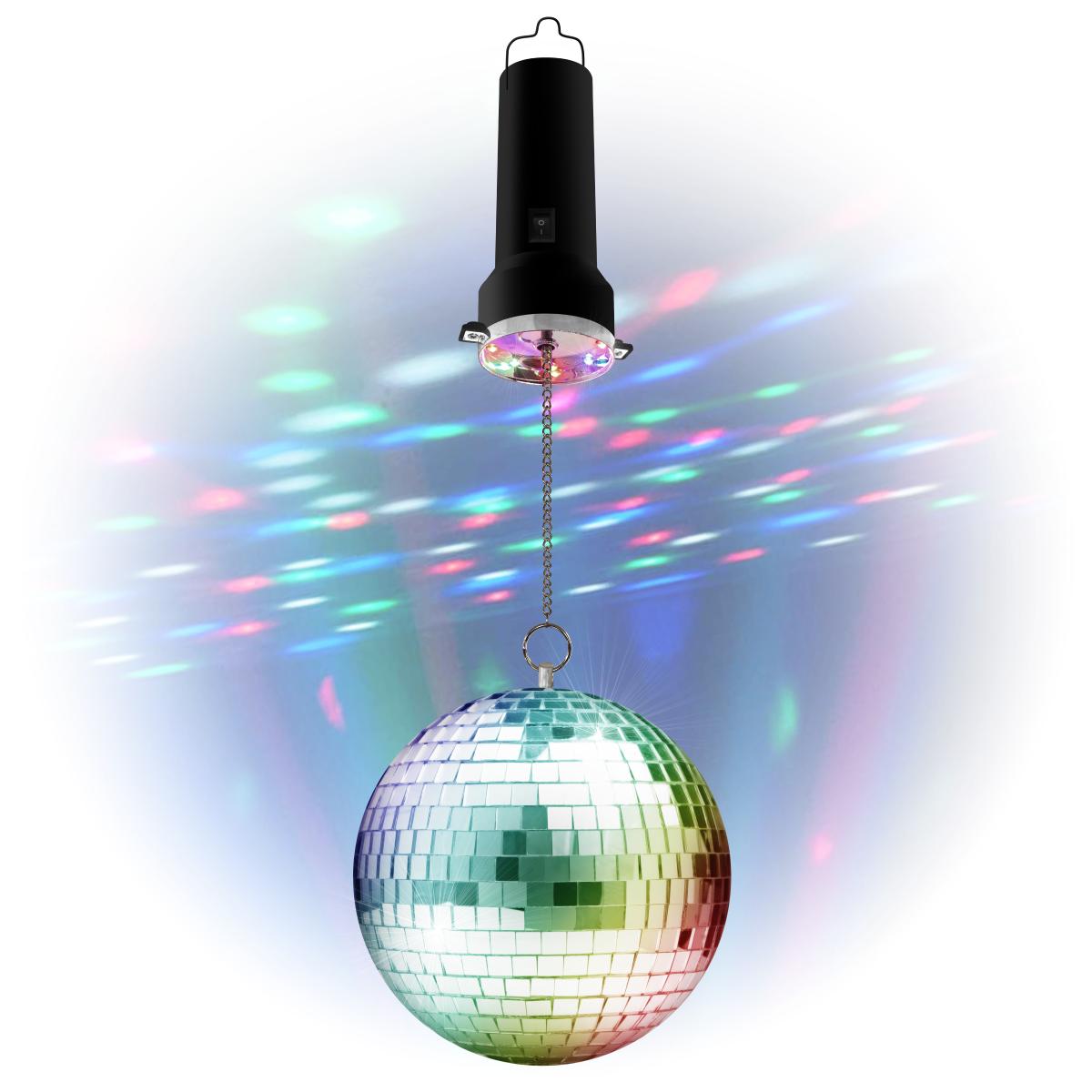 Boule à facettes 20cm avec moteur leds multicolore à piles (4 x aa non incl.)