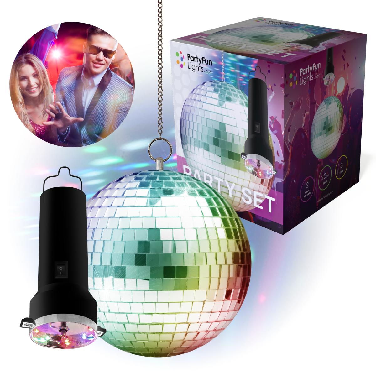 Boule à facettes 20cm avec moteur leds multicolore à piles (4 x aa non incl.)