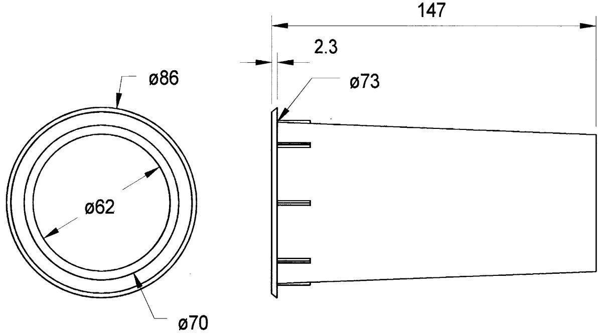 Bass-reflex tube longueur14.7cm diametre73mm ouverture34cm?-visaton
