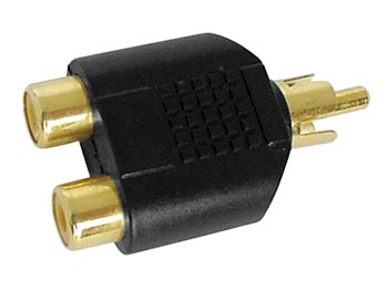 Adaptateur audio-video rca male / 2 x rca femelle dore