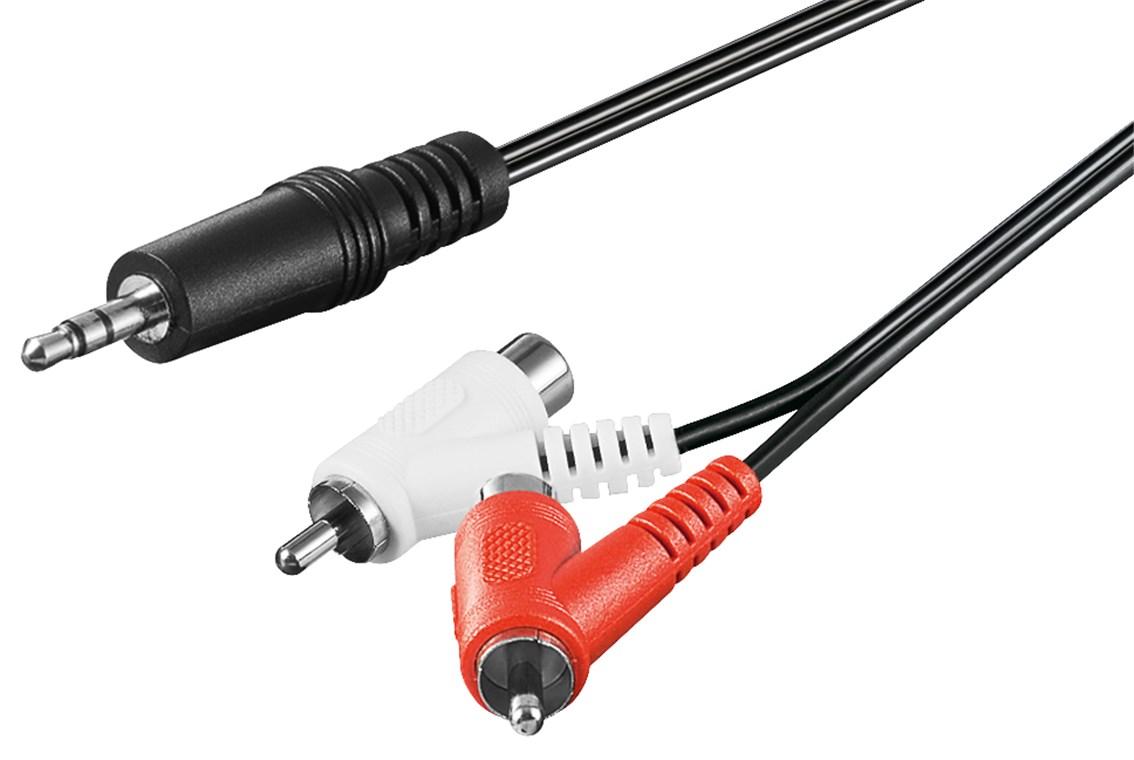 Cable audio jack 3.mm stéréo vers rca x2 males + reprise femelles l=1.5m
