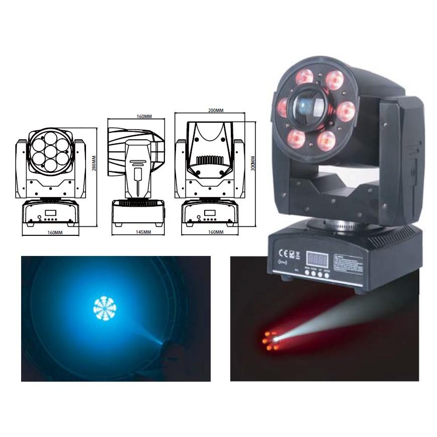 Lyre leds spot beam wash 1x30w + 6x8w