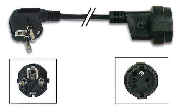 Rallonge noire, l=5m, 16a/230v, 3g1.5, h05vv-f, pvc