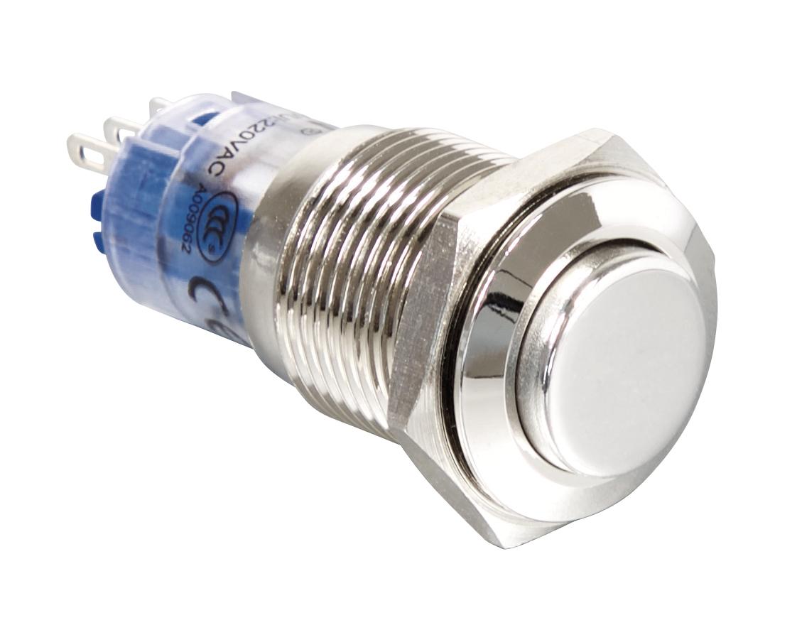 Inter a poussoir 1t tenu 3a/250v d=16mm antivandalisme