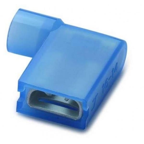 Cosse drapeau angulaire isolée 6.4mm bleue pour câble 0.5 à 2.5mm²  (x10)