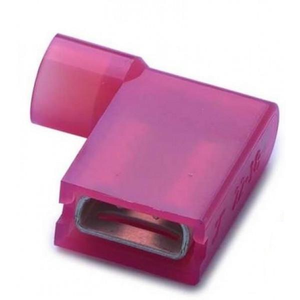 Cosse drapeau angulaire isolée 6.4mm rouge pour câble 0.5 à 1mm²  (x10)