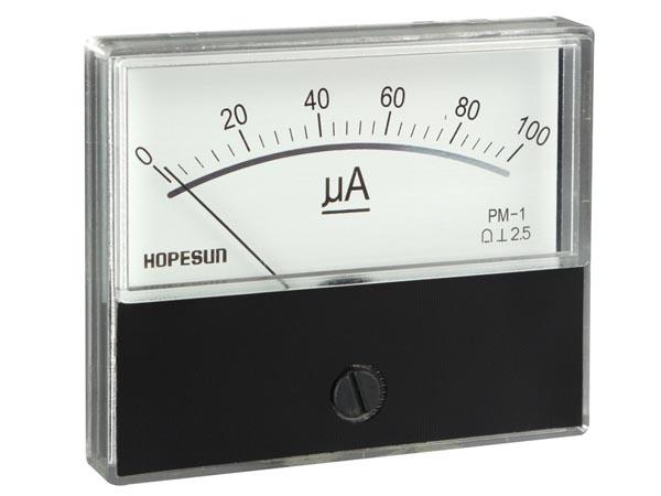 Galvanomètre classe 2.5 100uacc dim:70x60x35mm affichage: 70x32mm