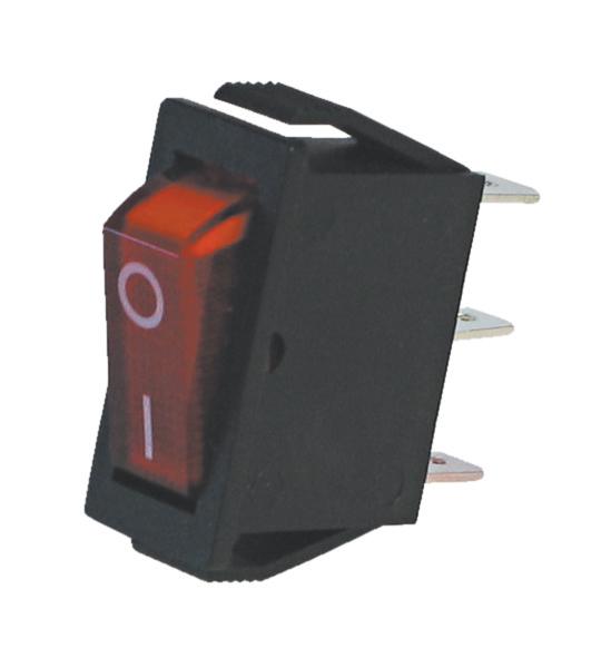 Inter à bascule unipolaire off-on 15a 250vac 30x11mm avec voyant rouge