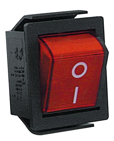 Inter à bascule bipolaire off-on  15a 250vac 26x22mm avec voyant 220v rouge