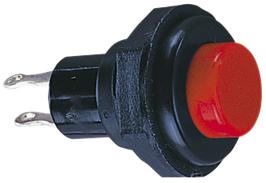 Bouton poussoir impulsion off-(on) unipolaire 1a percage 12mm rouge