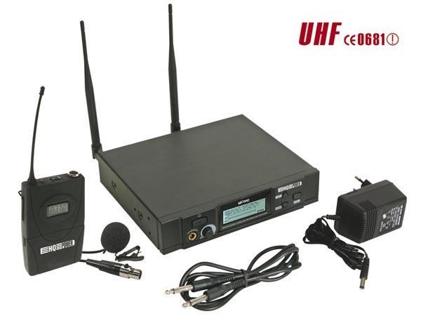 Microphone pll uhf true diversity sans fil a 8 canaux - emetteur body-pack + micro-cravate