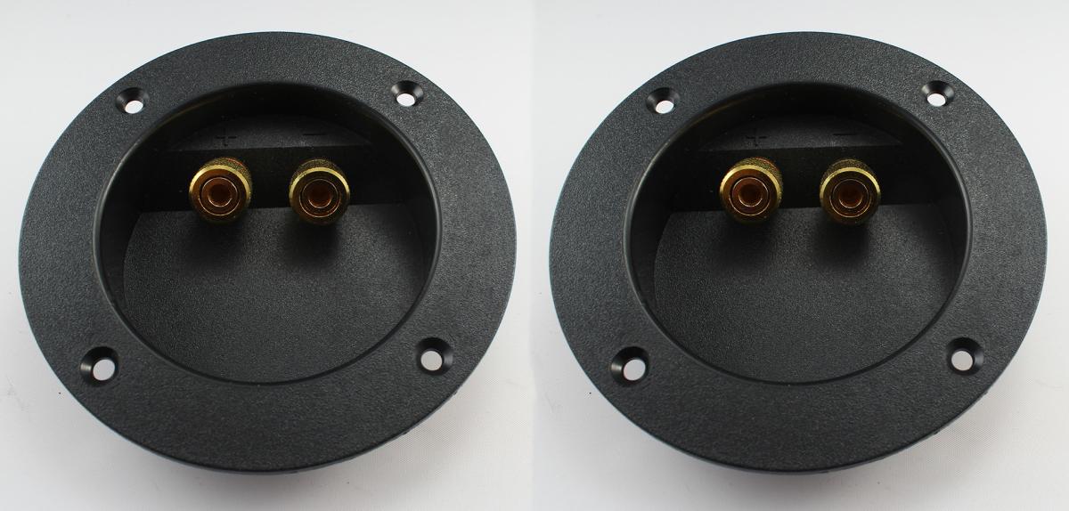 Bornier pour enceinte - rond - doré - 2 pieces