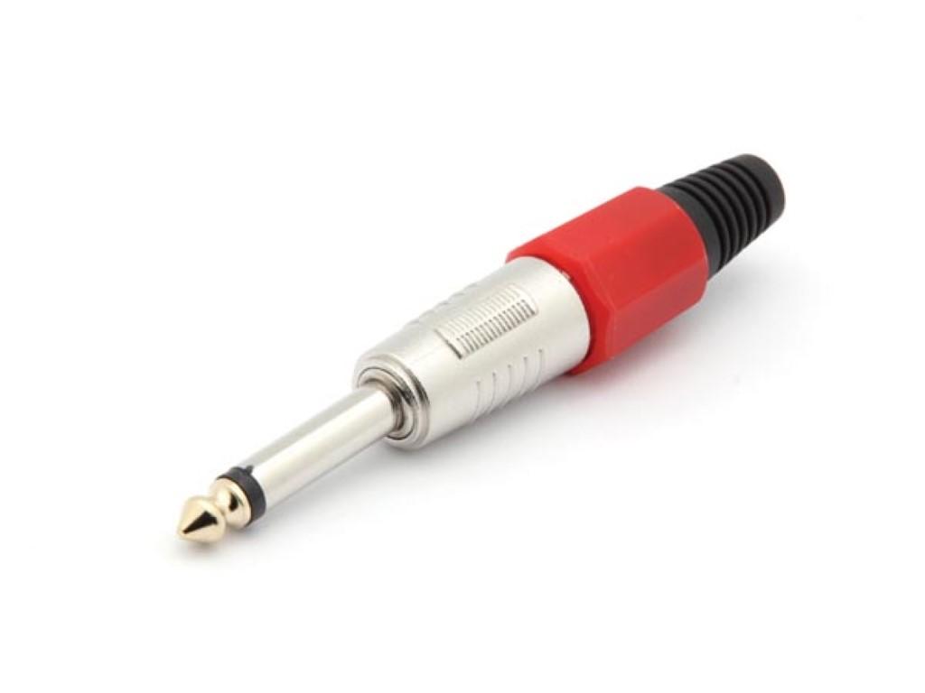 Lot de 2 x fiche jack mâle mono 6.35mm rouge