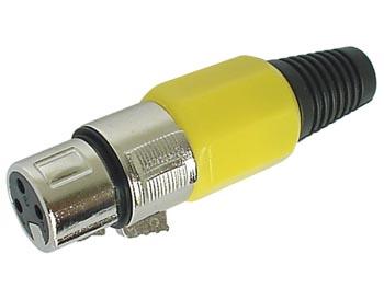Lot de 2 x fiche xlr femelle nickelee 3 broches - jaune