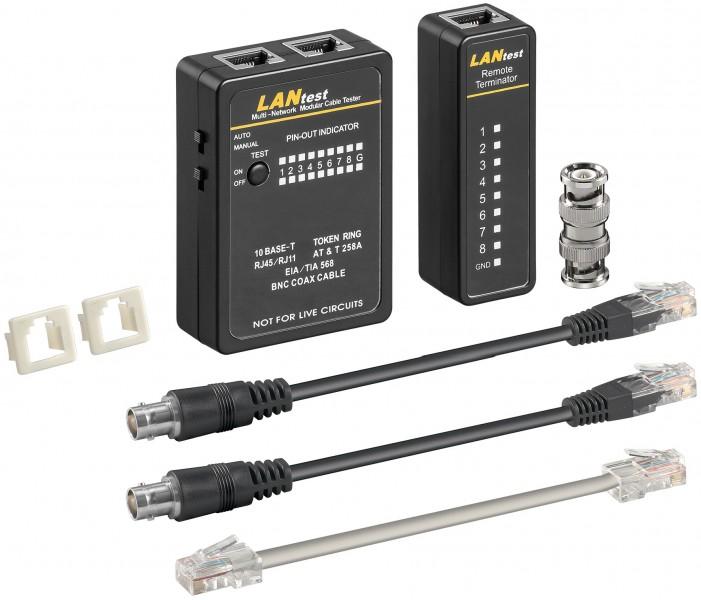Testeur pour câbles coaxial, réseau rj45, téléphonique rj12, rj11, rj10 et bnc