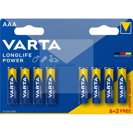 Pile cylindrique alcaline aaa (r03) hight energy 1.5v- 1100ma varta (8 pcs/bl)