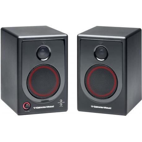 Paire d'enceintes amplifiées 20w rms 230vac dimensions: 150 x 140 x 205mm cerwin-vega