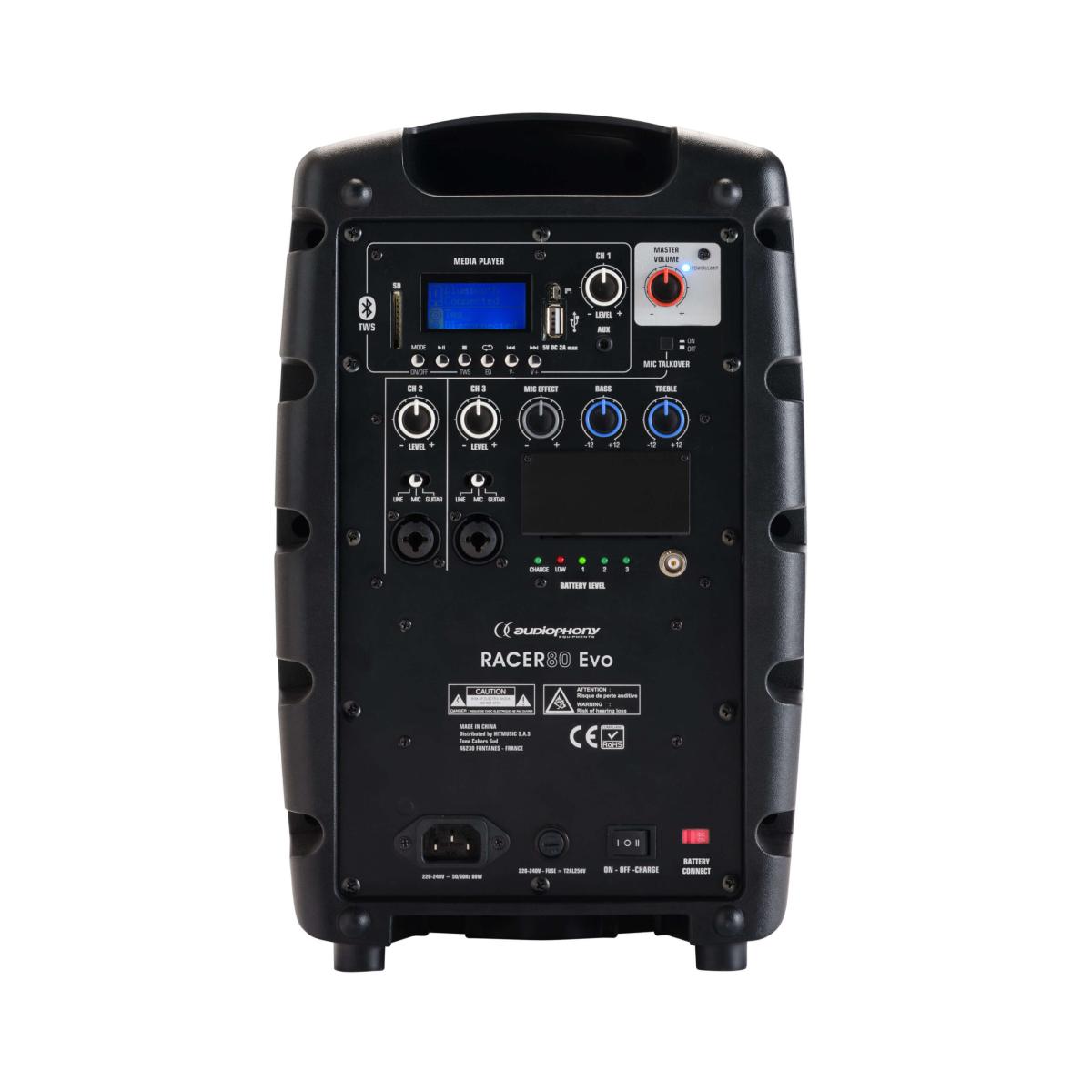 Enceinte portable de 6 pouces 80 w rms sur batterie avec lecteur usb/sd/bt5.0 + talkover + effet